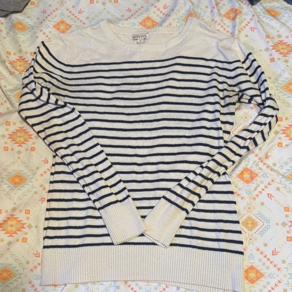 Merona || Navy and Cream Striped Sweater (M)
